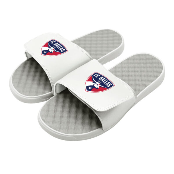 Youth ISlide White/Gray FC Dallas Primary Logo Slide Sandals