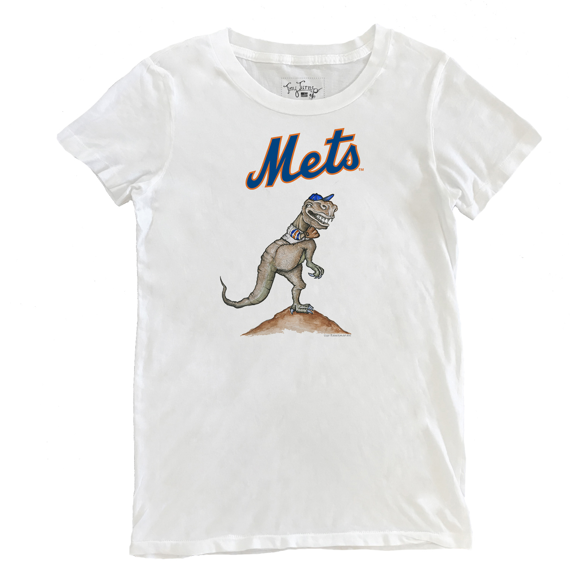 Women's Tiny Turnip White New York Mets TT Rex T-Shirt