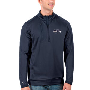 Men's Antigua Navy Seattle Seahawks Generation Quarter-Zip Pullover Jacket