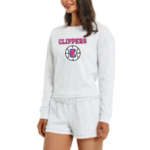 Women's Concepts Sport Cream LA Clippers Crossfield Long Sleeve Top & Shorts Sleep Set