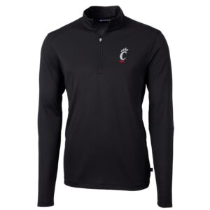 Men's Cutter & Buck Black Cincinnati Bearcats Virtue Eco Pique Recycled Quarter-Zip Jacket