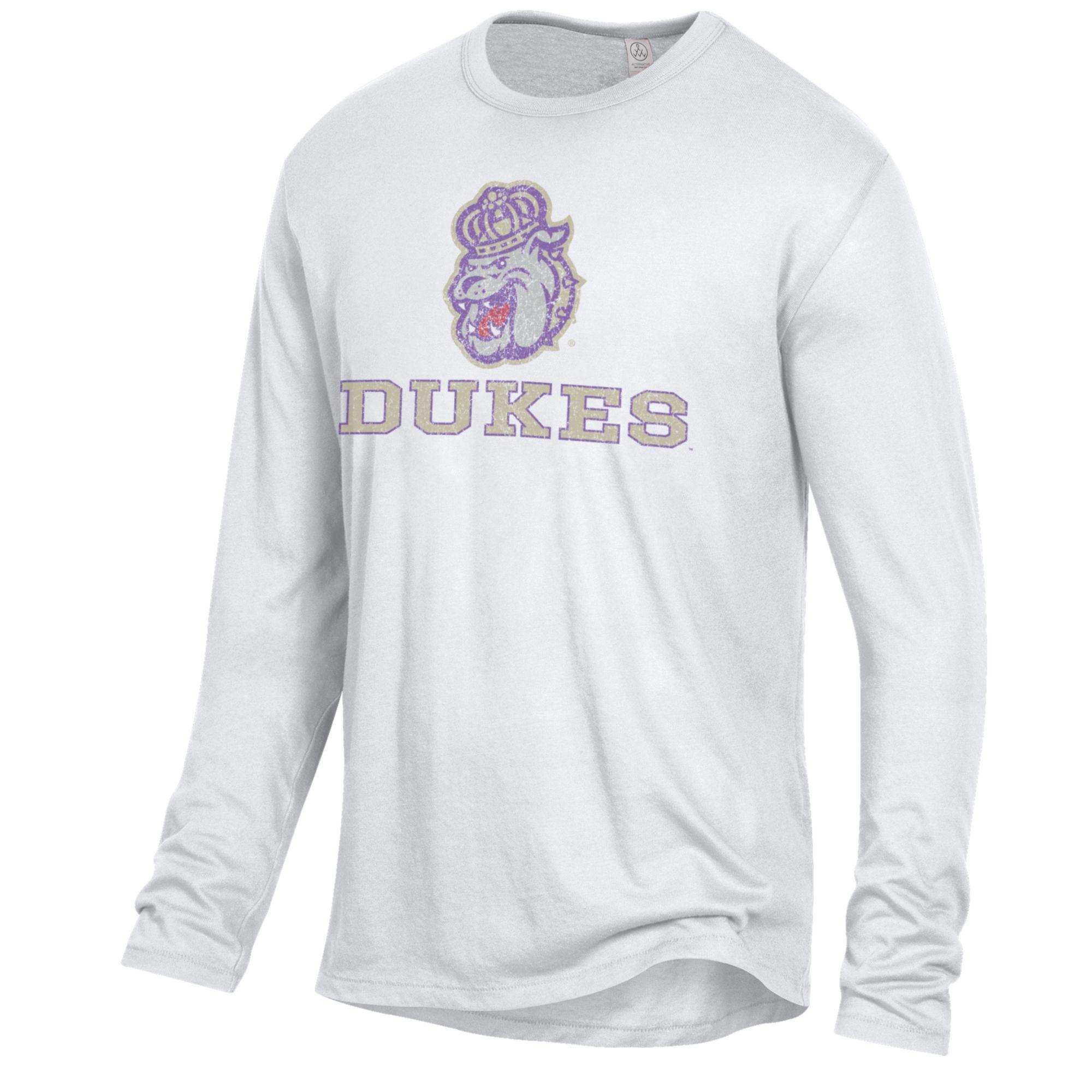Men's White James Madison Dukes Keeper Long Sleeve T-Shirt - Image 3