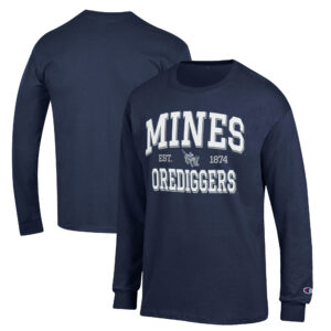 Men's Champion Navy Colorado School of Mines Orediggers Jersey Est. Date Long Sleeve T-Shirt