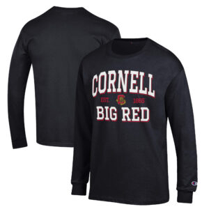 Men's Champion Black Cornell Big Red Jersey Est. Date Long Sleeve T-Shirt