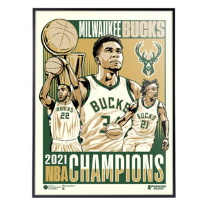 Phenom Gallery Milwaukee Bucks 2021 NBA Champions 18'' x 24'' Deluxe Framed Serigraph Print
