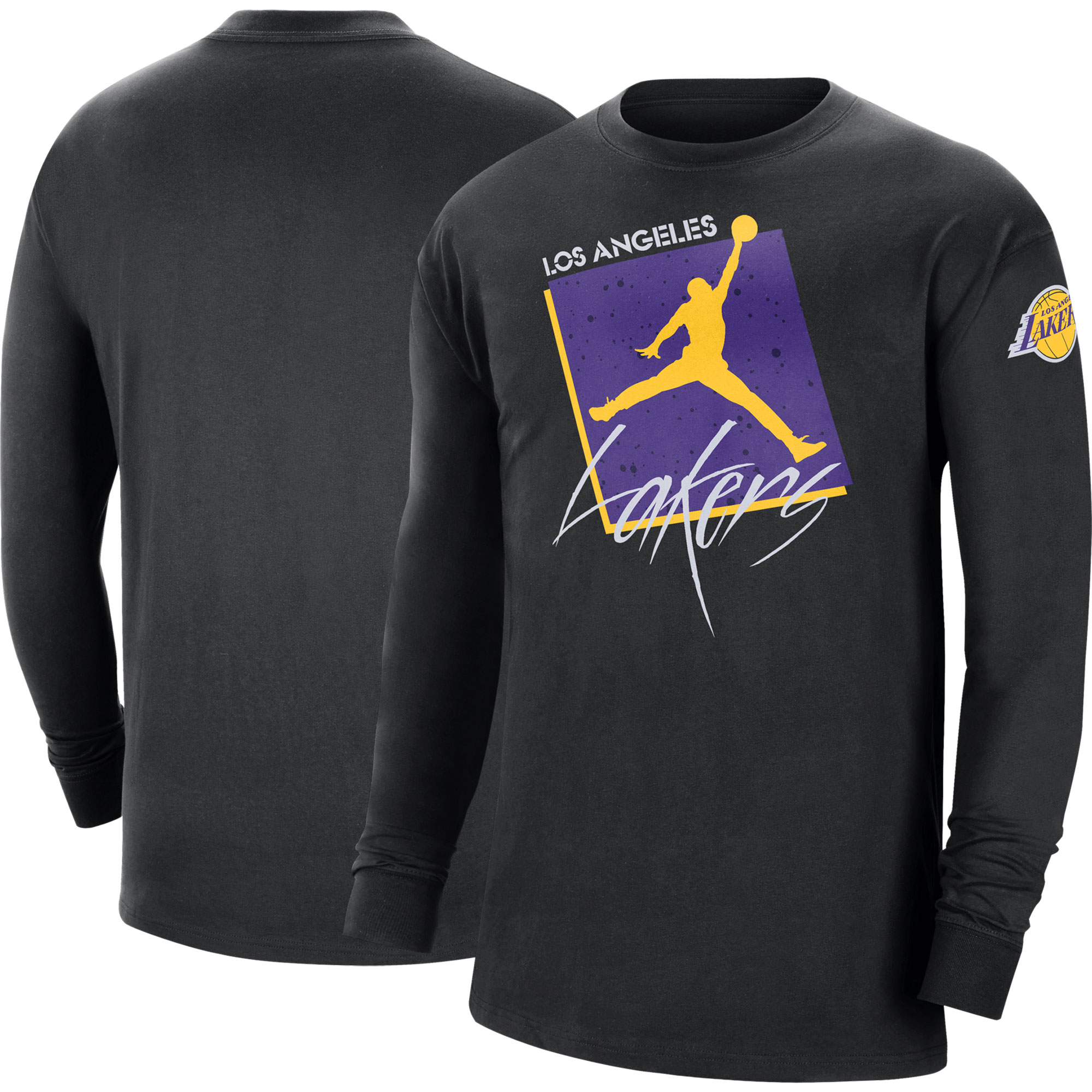 Men's Jordan Brand Black Los Angeles Lakers Courtside Max 90 Vintage Wash Statement Edition Long Sleeve T-Shirt - Image 2