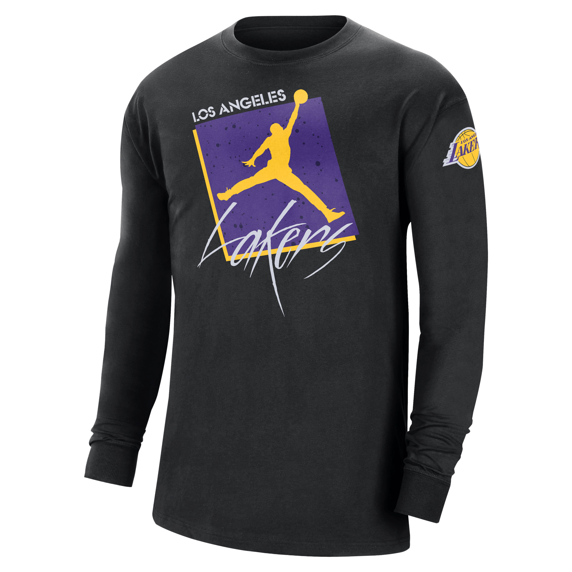 Men's Jordan Brand Black Los Angeles Lakers Courtside Max 90 Vintage Wash Statement Edition Long Sleeve T-Shirt - Image 3