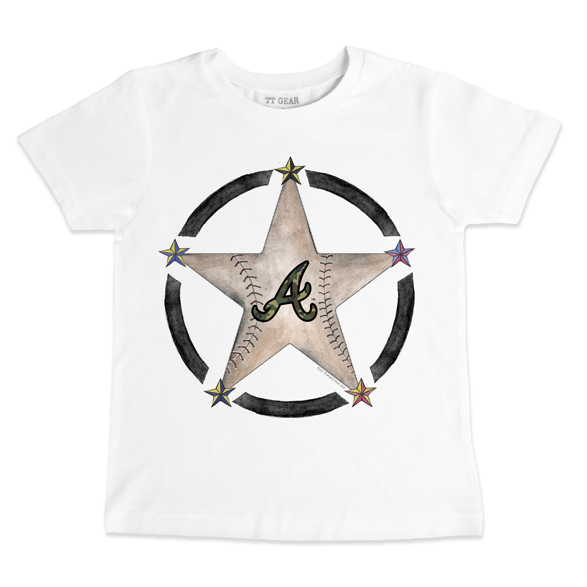 Infant Tiny Turnip White Atlanta Braves Military Star T-Shirt