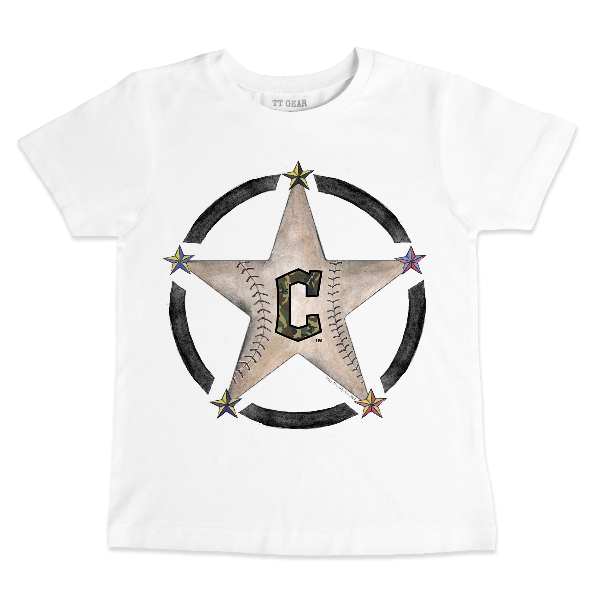 Infant Tiny Turnip White Cleveland Guardians Military Star T-Shirt
