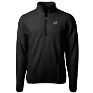 Men's Cutter & Buck Black Buffalo Bills Big & Tall Cascade Eco Sherpa Fleece Quarter-Zip Pullover Jacket