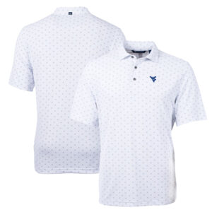 Men's Cutter & Buck Navy Columbia University Big & Tall Virtue Eco Pique Tile Print Recycled Polo