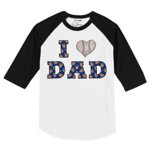 Toddler Tiny Turnip White/Black New York Mets I Love Dad 3/4-Sleeve Raglan T-Shirt