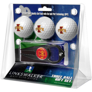 Iowa State Cyclones 3-Pack Golf Ball Gift Set with Black Hat Trick Divot Tool