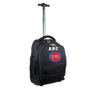 MOJO Black Detroit Pistons 19'' Personalized Premium Wheeled Backpack