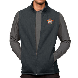 Men's Antigua Heathered Charcoal Houston Astros Course Full-Zip Vest