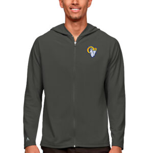 Men's Antigua Charcoal Los Angeles Rams Logo Legacy Full-Zip Hoodie