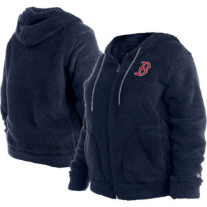 Women's New Era Navy Boston Red Sox Plus Size Sherpa Full-Zip Jacket