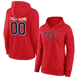 Women's Red Los Angeles Angels Personalized Team Winning Streak Pullover Hoodie