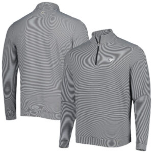 Men's Peter Millar Black Fanatics Corporate Perth Mini Stripe Performance Quarter-Zip Top
