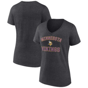 Women's Charcoal Minnesota Vikings Victory Arch Team V-Neck T-Shirt