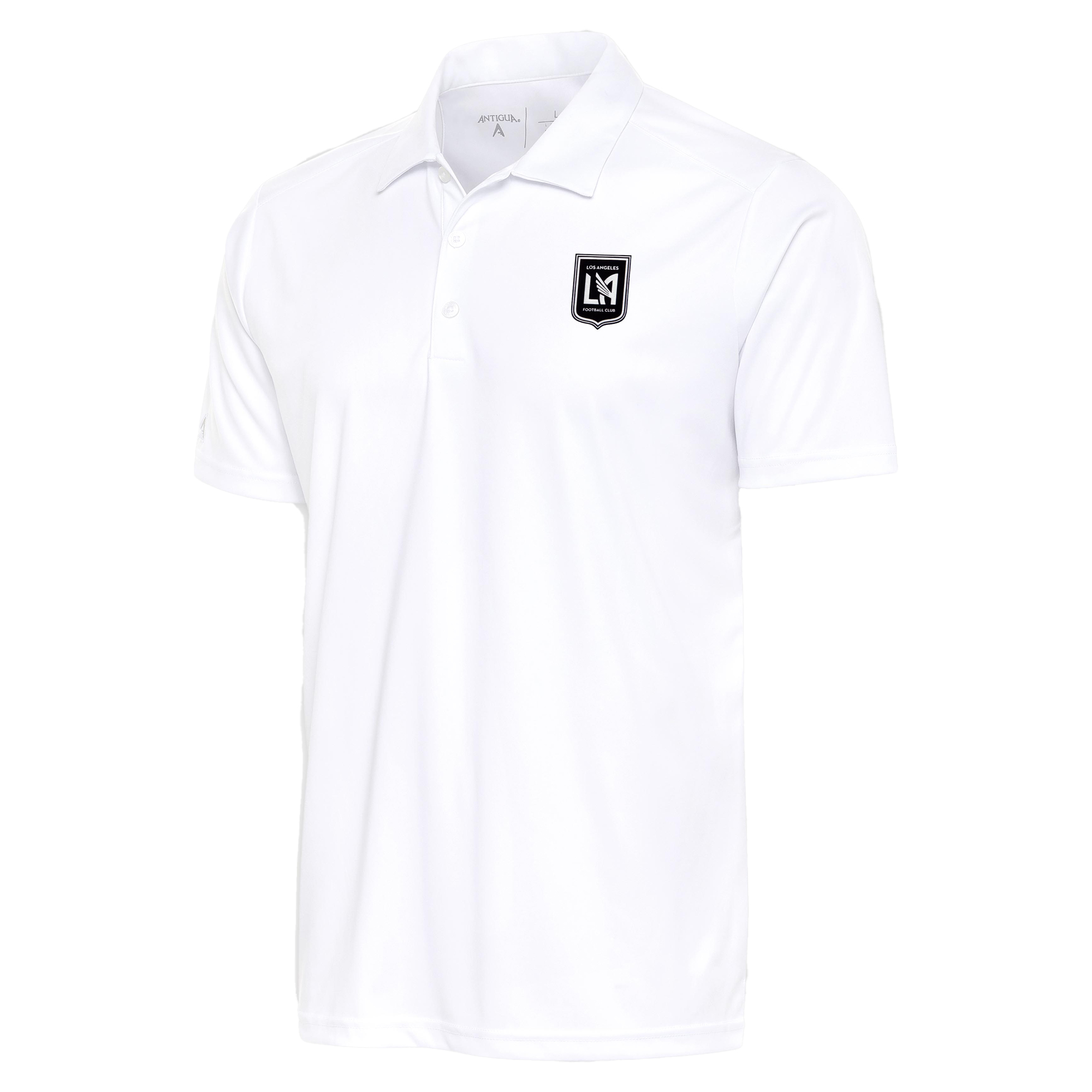 Men's Antigua White LAFC Brushed Metallic Logo Tribute Polo