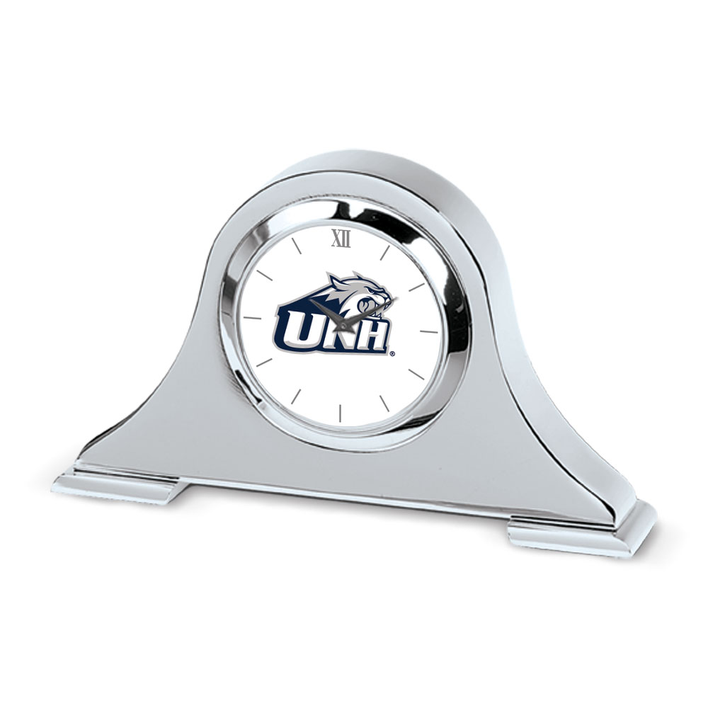 Silver New Hampshire Wildcats Logo Napoleon Desk Clock