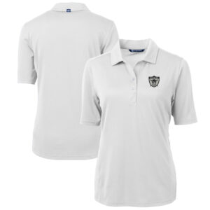 Women's Cutter & Buck White Las Vegas Raiders Throwback Logo Virtue Eco Pique Recycled Polo