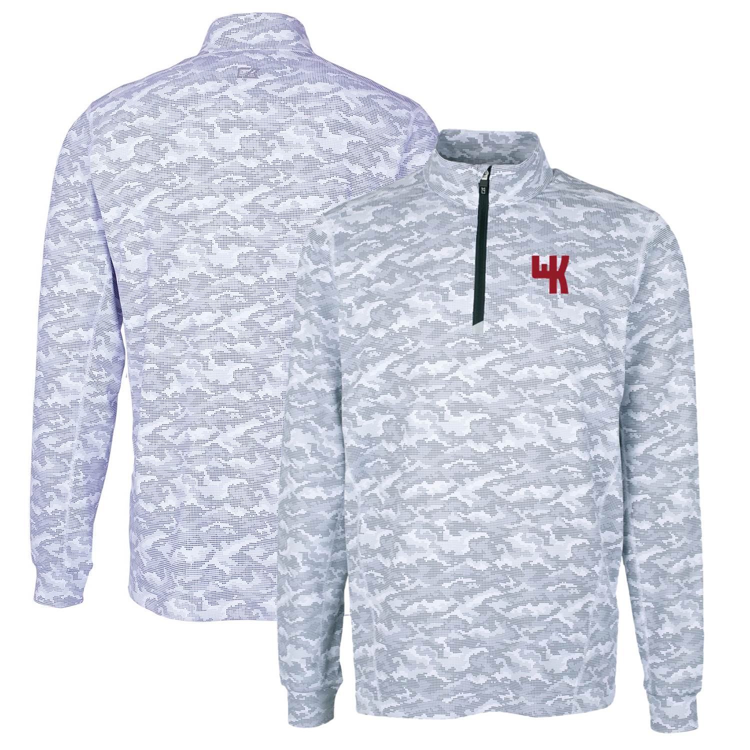 Men's Cutter & Buck Charcoal Western Kentucky Hilltoppers Vault Big & Tall Traverse Camo Print Stretch Quarter-Zip Pullover Top - Image 2