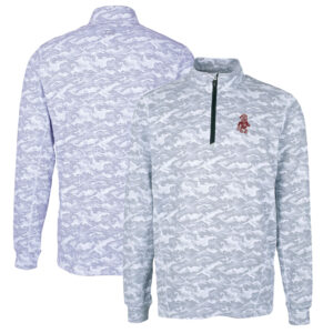 Men's Cutter & Buck Charcoal Washington State Cougars Vault Big & Tall Traverse Camo Print Stretch Quarter-Zip Pullover Top