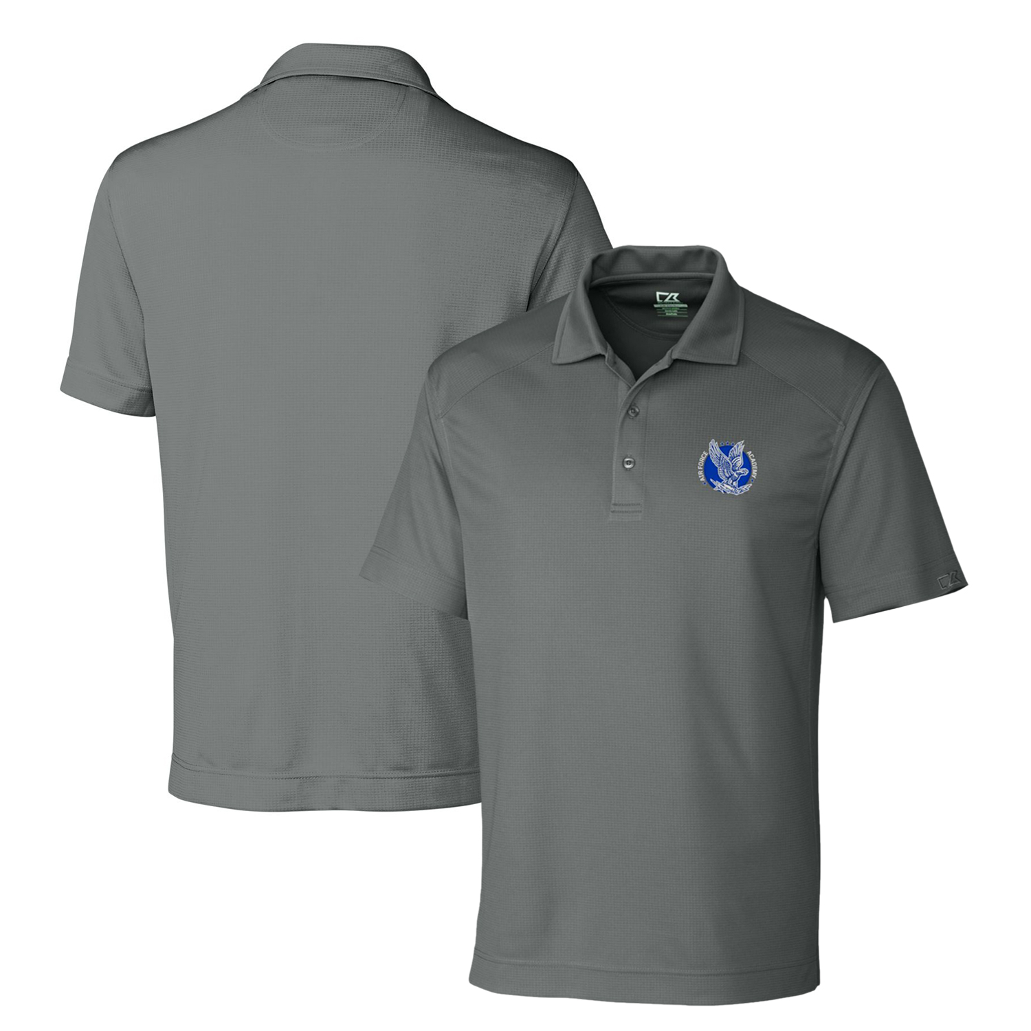 Men's Cutter & Buck Steel Air Force Falcons DryTec Genre Textured Solid Polo