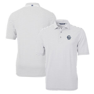 Men's Cutter & Buck Gray Penn State Nittany Lions Throwback Logo Virtue Eco Pique Stripe Recycled Polo