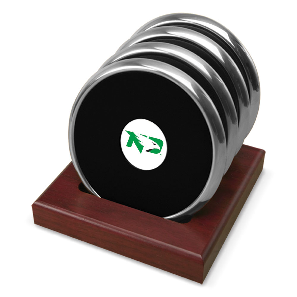Silver North Dakota Four-Piece Coaster Set
