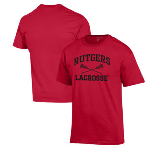 Men's Champion Scarlet Rutgers Scarlet Knights Lacrosse Icon Powerblend T-Shirt