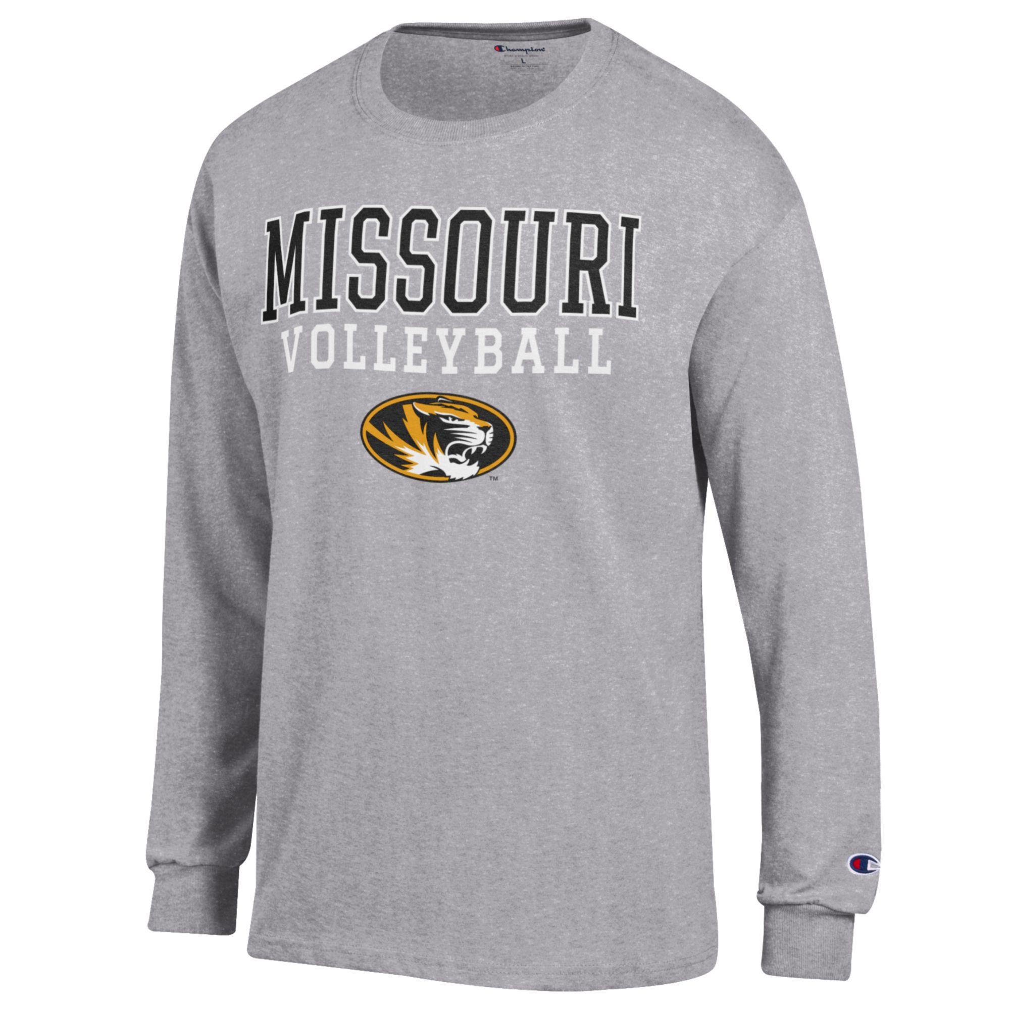 Men's Champion Heather Gray Missouri Tigers Stack Logo Volleyball Powerblend Long Sleeve T-Shirt - Image 6
