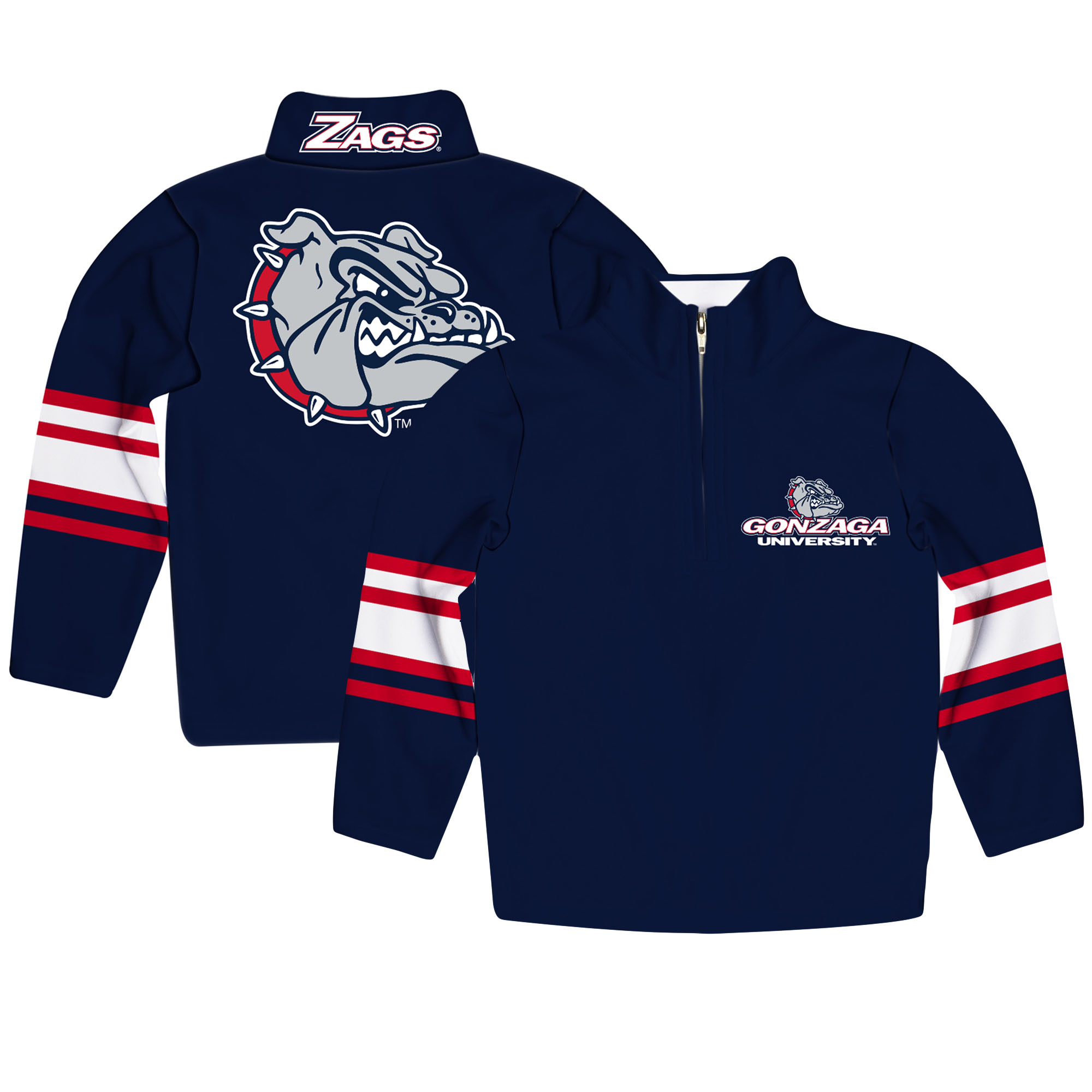 Youth Navy Gonzaga Bulldogs Team Logo Quarter-Zip Pullover Sweatshirt