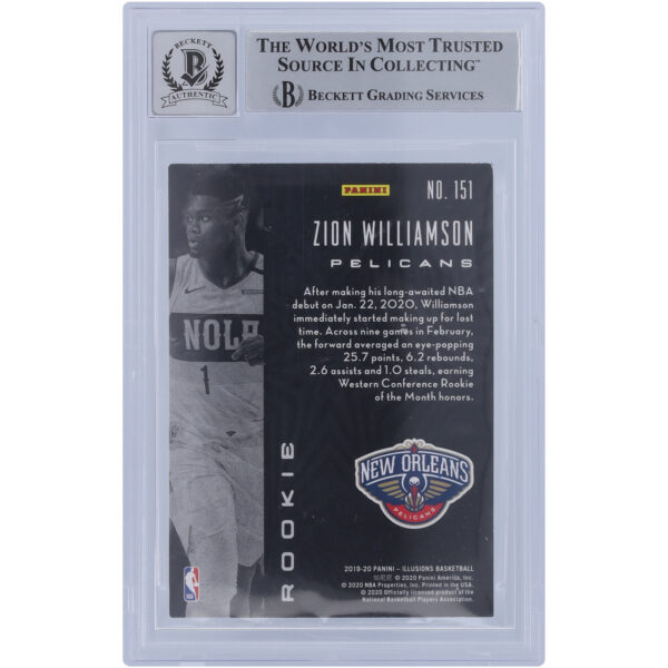 Zion Williamson New Orleans Pelicans Autographed 2019-20 Panini Illusions #151 Beckett Fanatics Witnessed Authenticated 10 Rookie Card - Image 5