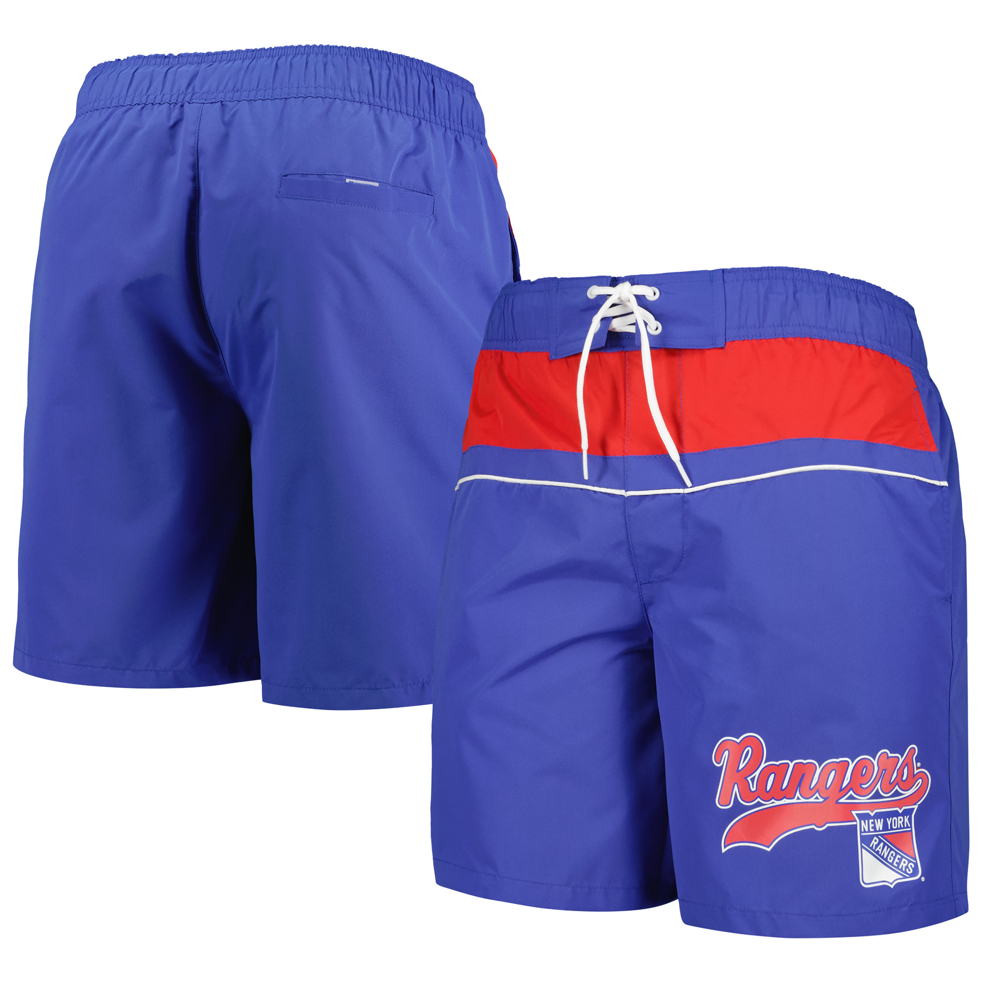 Men's Starter Blue New York Rangers Freestyle Volley Swim Shorts - Image 5