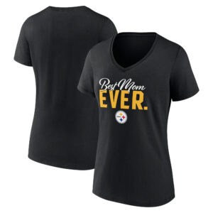 Women's Black Pittsburgh Steelers Best Mom Ever V-Neck T-Shirt