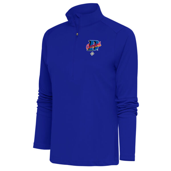 Women's Antigua Royal Cleveland Buckeyes Tribute Half-Zip Pullover Top
