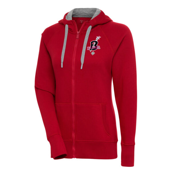 Women's Antigua Red Birmingham Black Barons Victory Full-Zip Hoodie