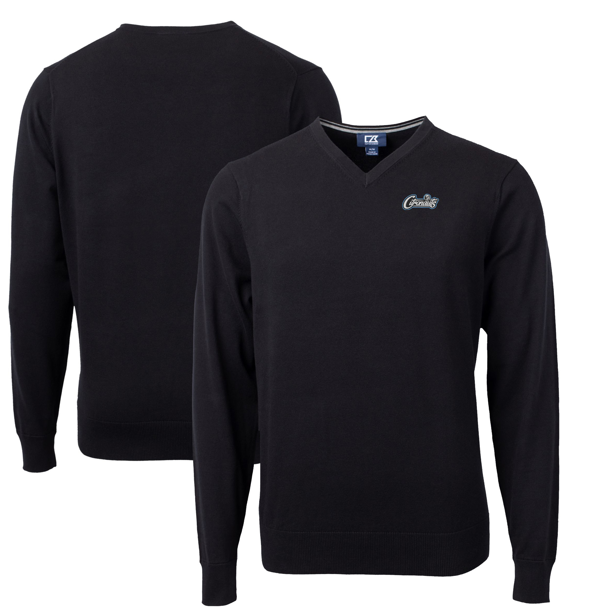 Men's Cutter & Buck Black UCF Knights Citronaut Lakemont Tri-Blend V-Neck Pullover Sweater - Image 5