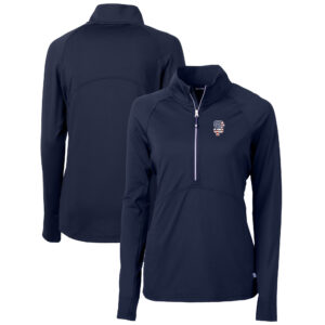 Women's Cutter & Buck Navy San Francisco Giants Americana Logo Adapt Eco Knit Stretch Recycled Half-Zip Pullover Top