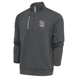 Men's Antigua Gray San Diego Padres Metallic Generation Quarter-Zip Pullover Top