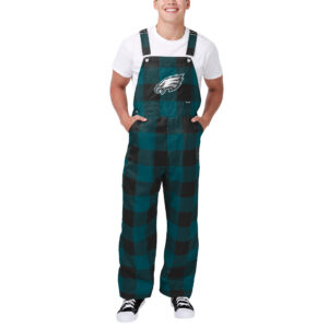Men's FOCO  Green Philadelphia Eagles Big Logo Plaid Overalls