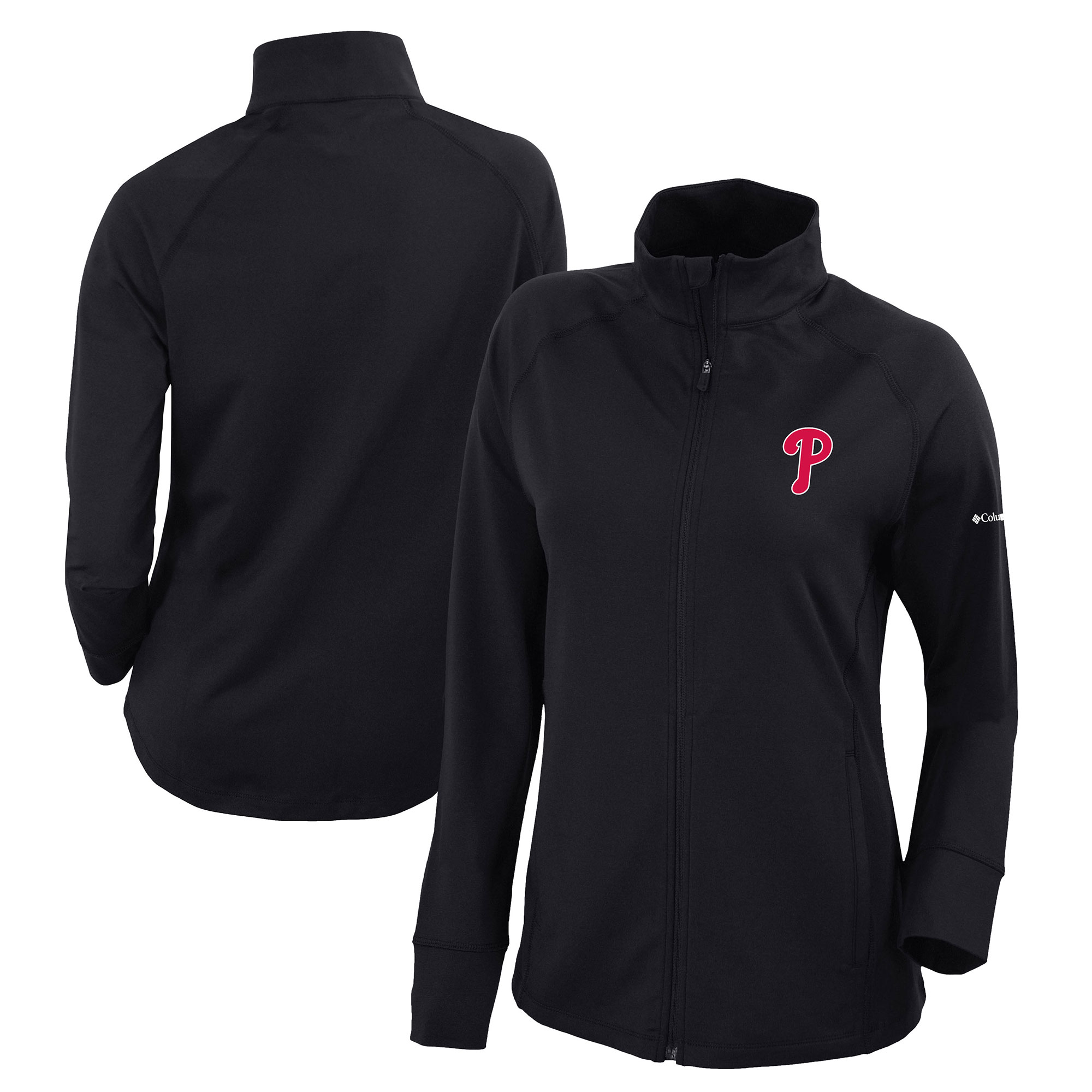 Women's Columbia Black Philadelphia Phillies Omni-Wick Greenkeeper Full-Zip Jacket