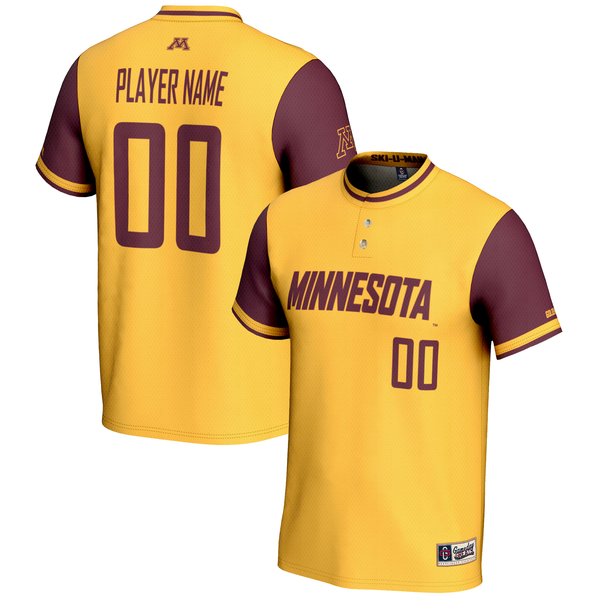 Youth GameDay Greats Gold Minnesota Golden Gophers NIL Pick-A-Player Lightweight Softball Jersey - Image 5