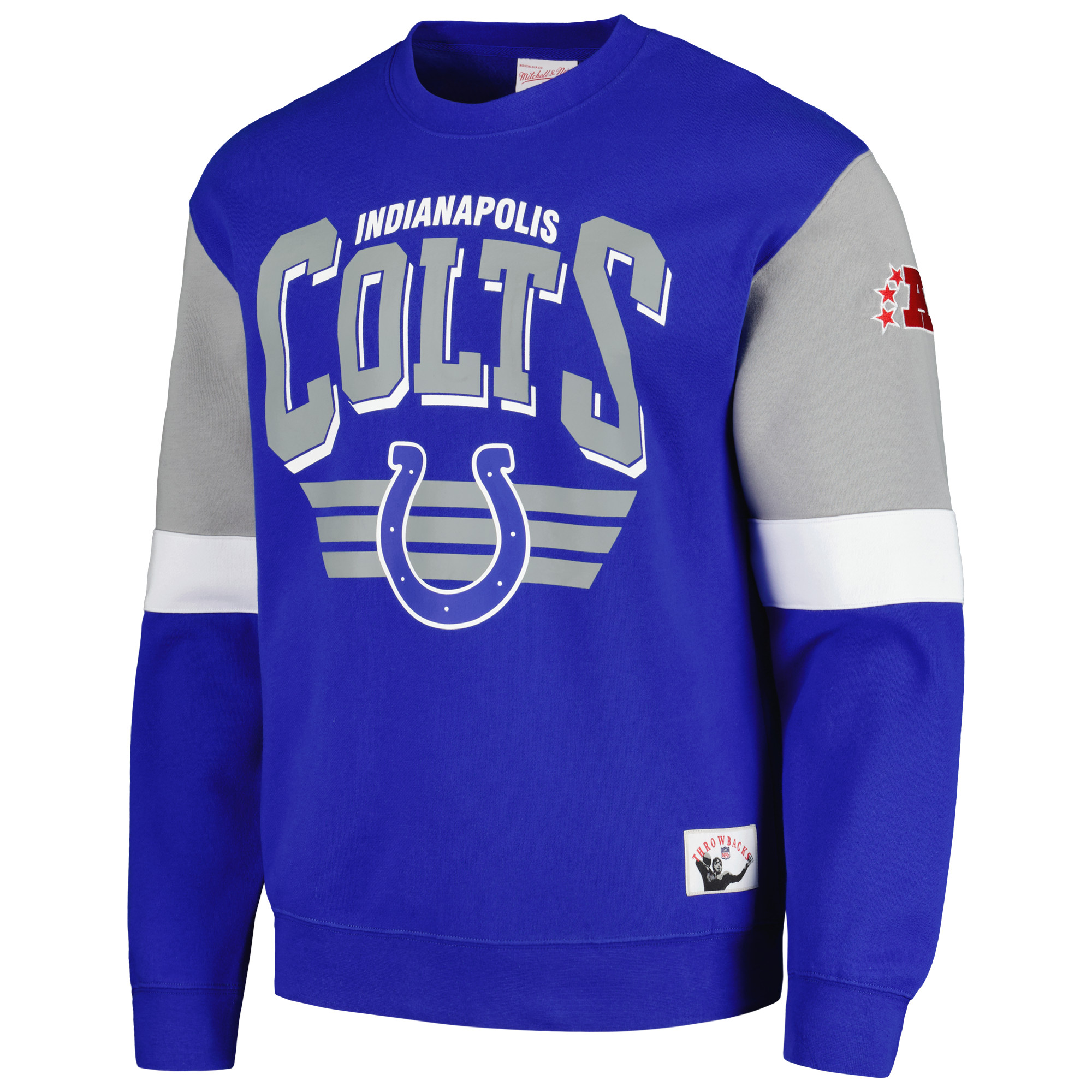 Men's Mitchell & Ness Royal Indianapolis Colts Gridiron Classics Allover 3.0 Pullover Sweatshirt - Image 3