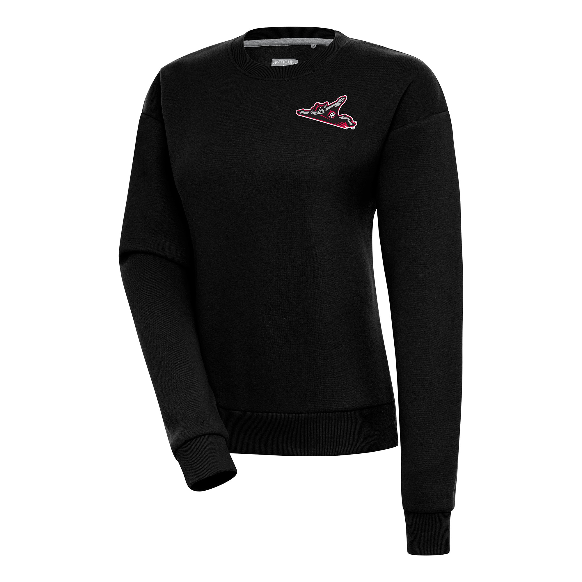 Women's Antigua Black Richmond Flying Squirrels Victory Pullover Sweatshirt