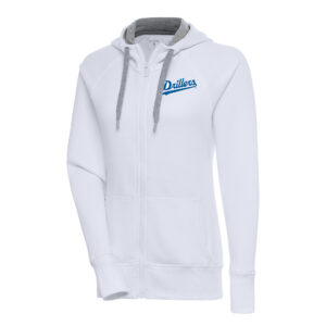 Women's Antigua  White Tulsa Drillers Victory Full-Zip Hoodie