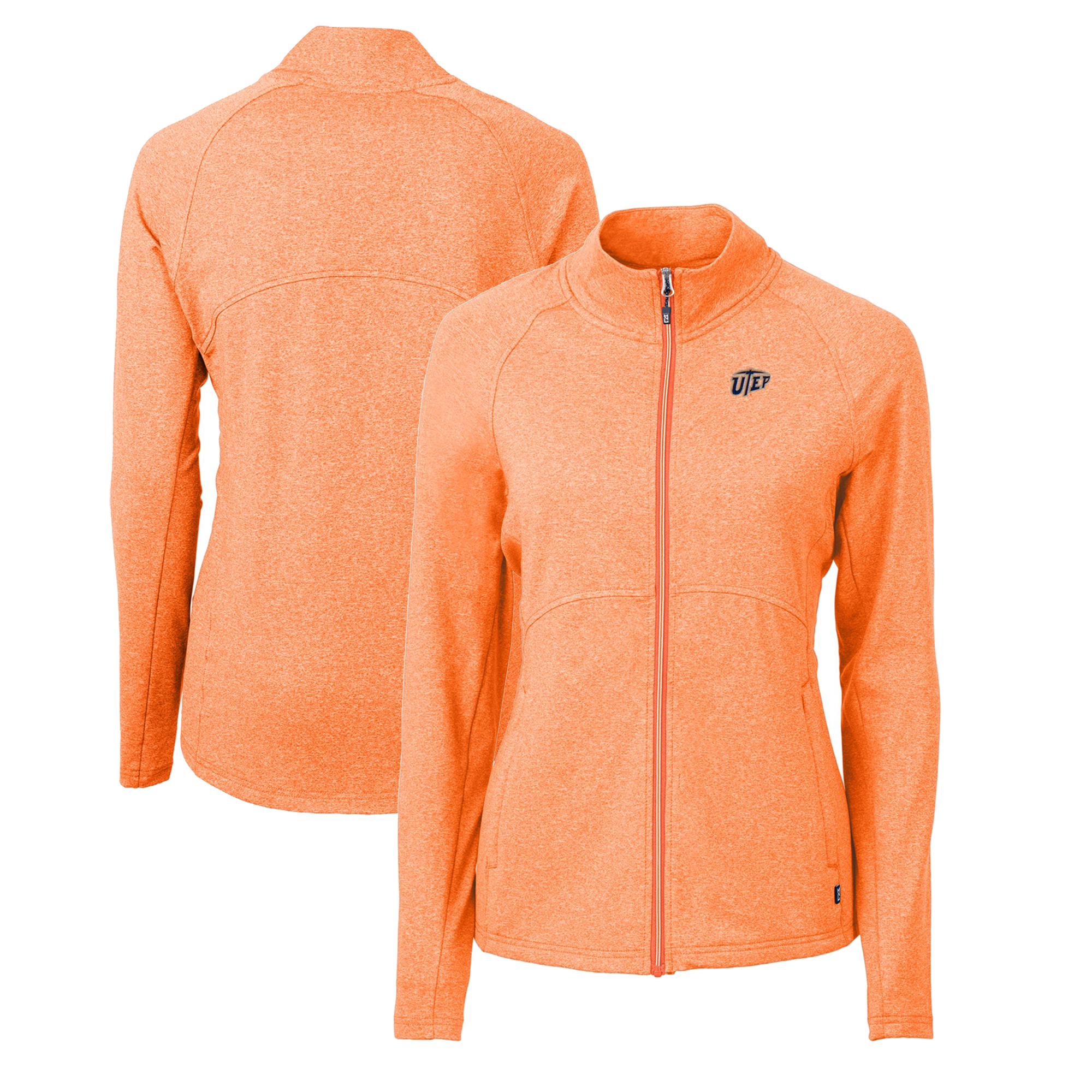 Women's Cutter & Buck Heather Orange UTEP Miners Adapt Eco Knit Heather Recycled Full-Zip Jacket - Image 5